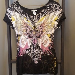 Xzavier Butterfly Graphic Tee Fitted